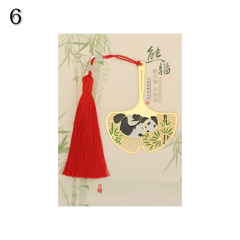 Nette Panda Metall Lesezeichen Anhänger Hohl Lesezeichen Buch Quaste Pagination Chinesischen Stil Lesezeichen Kinder Büro Schule Schreibwaren: 6