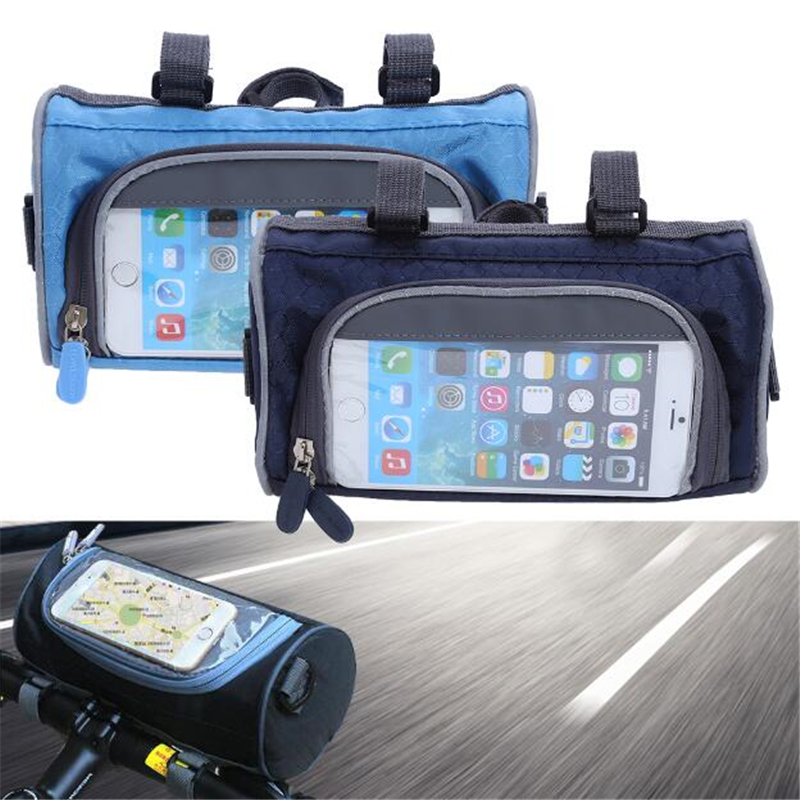 Aanpasbare mountainbike fietstassen fietstassen touchscreen fietsen telefoon tas geval racefiets voorbuis stuur cilindertas