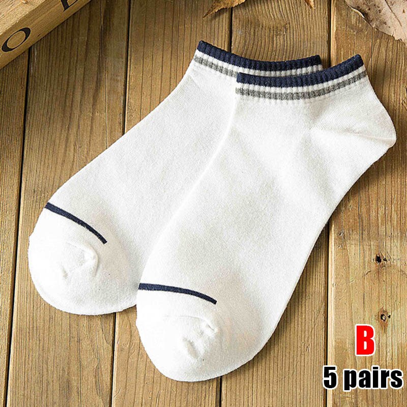 5 paire hommes chaussettes de sport invisibles court cheville chaussettes respirant mince bateau chaussette B88: b