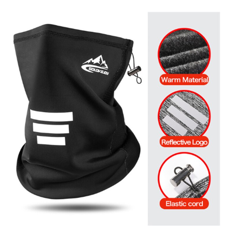 Bandana de ciclismo para hombre, pañuelo resistente al viento, grueso y cálido, elástico, ajustable, reflectante nocturno, para exteriores, Invierno: black