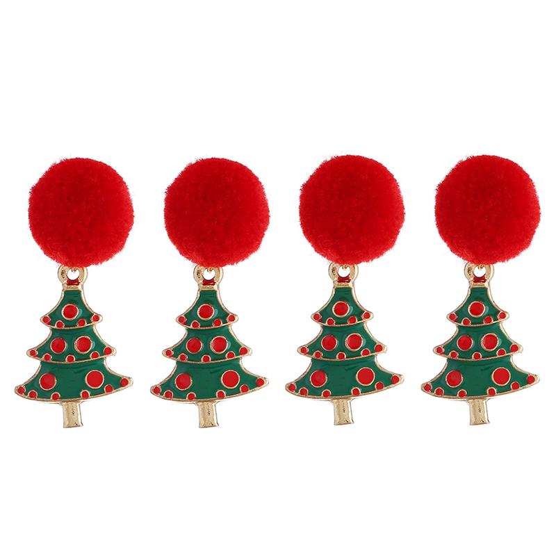 2 Pairs Kerst Thema Vrouw Oorbel Modieuze Legering Kerstboom Oorbellen Cartoon Bell Kerstman Stud Oorbellen: Style 10