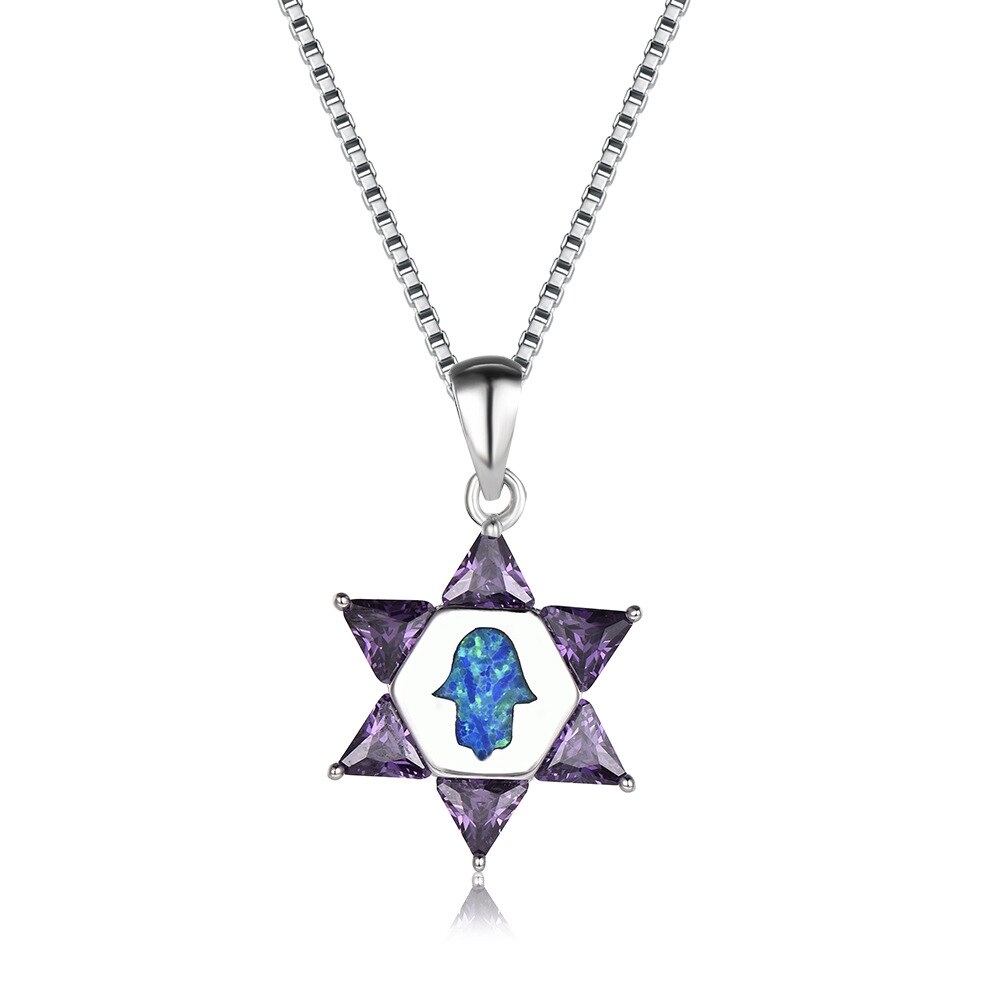 Commercio all'ingrosso Reale 925 Sterling Silver Collane Bianco Opale di Fuoco Blu di Fatima A Mano Collane Con Pendente Dei Monili Delle Donne