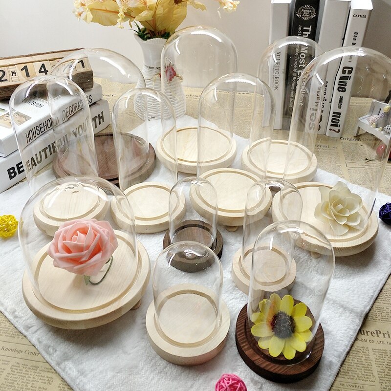 Glass Dome Cover for Flower Succulent Plants DIY Dustproof Covers Case Transparent Bottle Glass Vase Desktop Home Decor Supplies