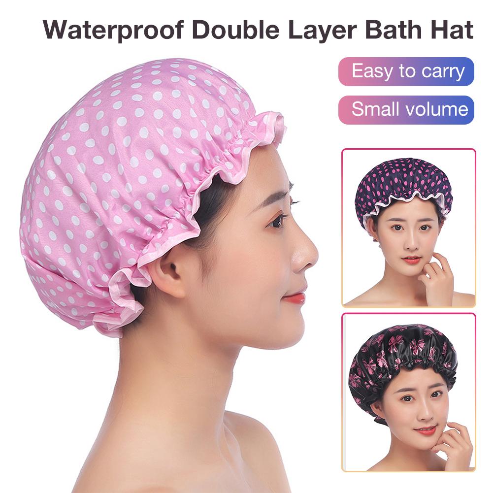 Badehætte søde kvinder vandtætte badehætter resuable elastisk badehætte vandtæt hat saunaer spa hår beskyttende hætte
