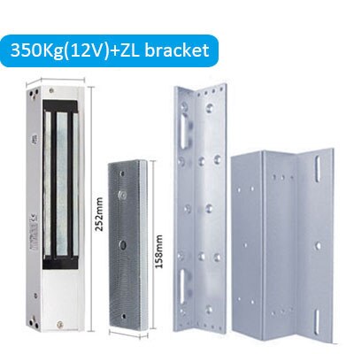 Cerradura magnética eléctrica para puerta de Control de acceso, cerrojo electromagnético de 280KG, 500 libras, 350KG, 800 libras, CC de 12V/24V: 350Kg-12V-ZL bracket