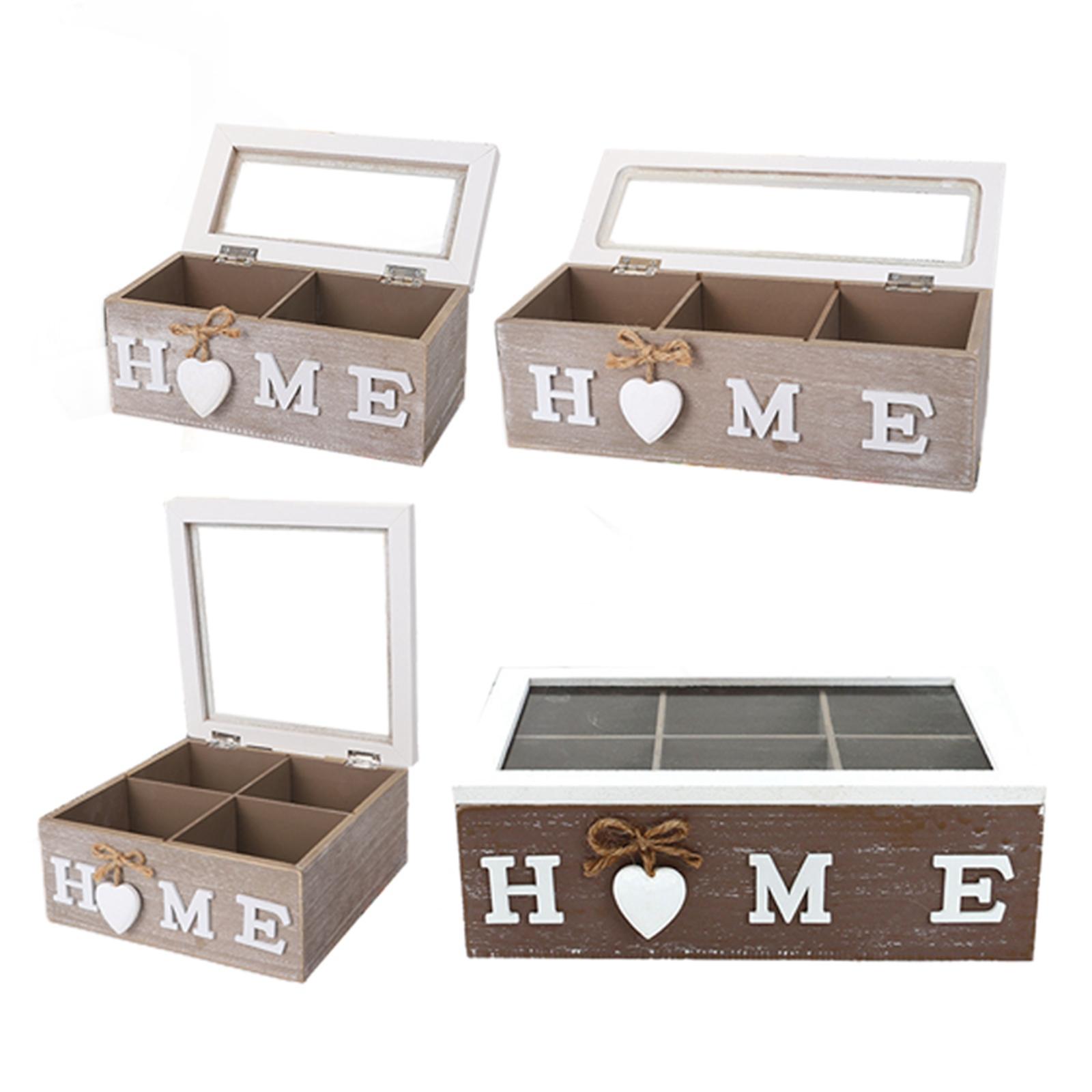 Rectangular Wooden Tea Storage Box with Viewing Window Desktop Container Jewelery Box for Sugar
