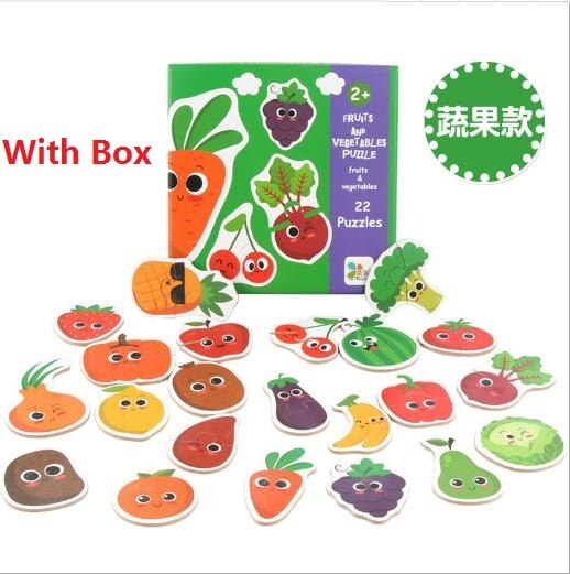 Kinderen Cognitie Puzzel Dier Verkeer Fruit Groente Houten Vroege Educatief Speelgoed: Fruit  with box