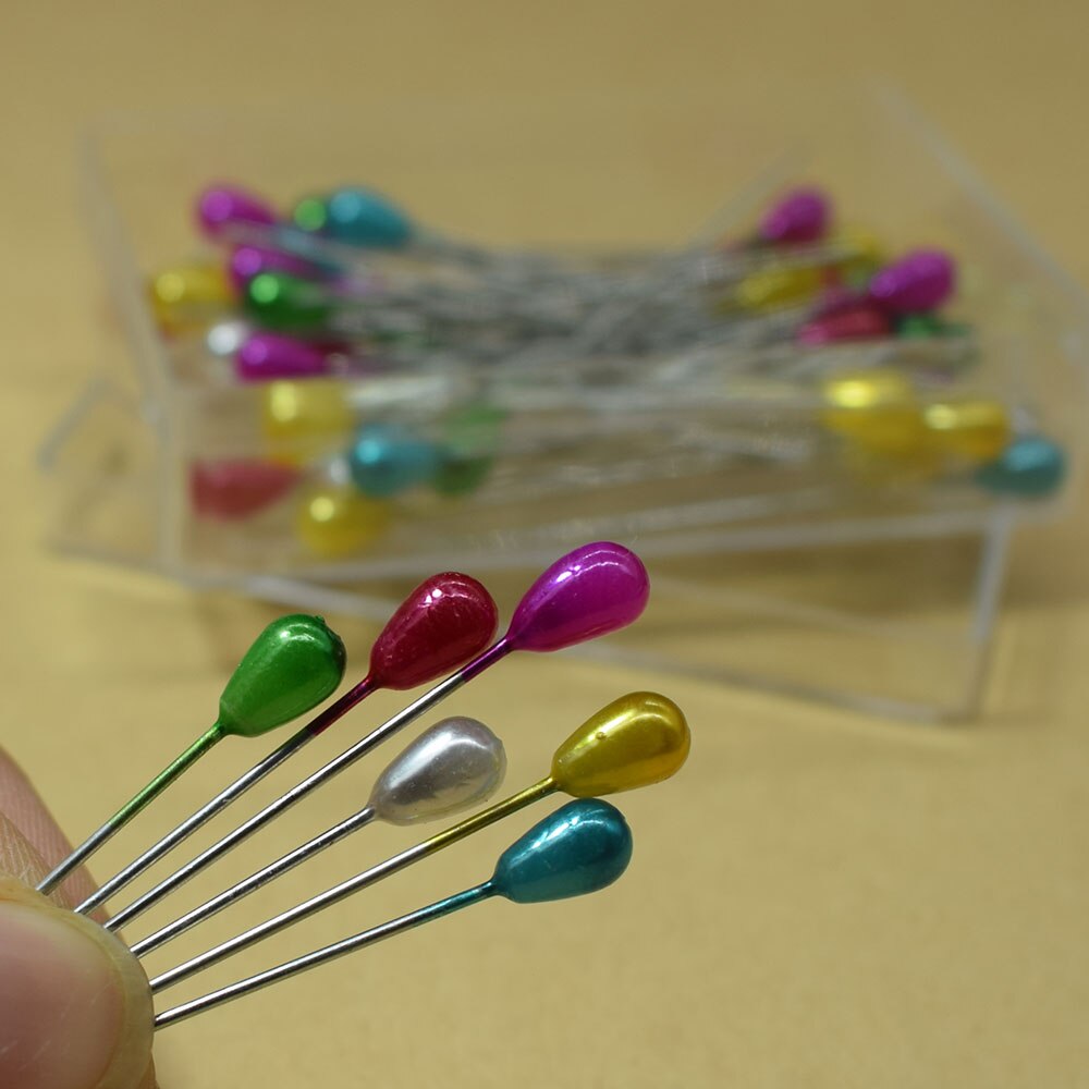 100PCS Extra Long Pearl Head Pin Straight Sewing Pins for Corsage Dressmaking Florists Sewing Pins with Plastic Box