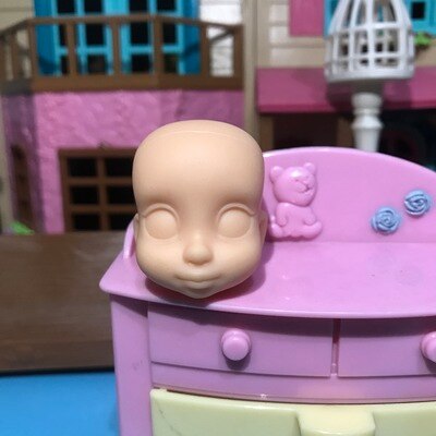 Mermaid doll head make-up accessories super beautiful face princess doll 15 cm cute doll: Gray