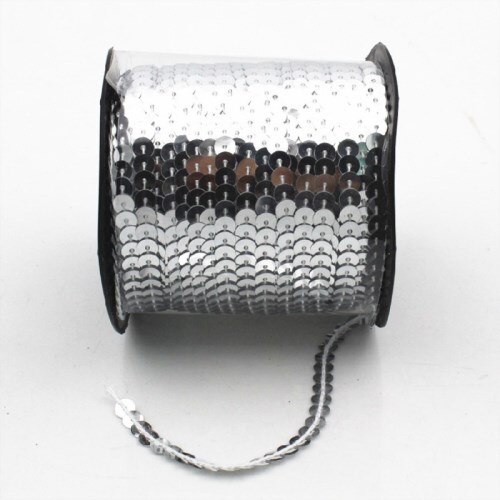 10 yard/lot 6mm diamètre plat rond PVC Paillettes ruban Paillettes couture sur garnitures pour artisanat, femmes vêtements accessoires: Silver 10yards