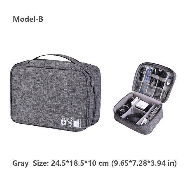 Odporne na wstrząsy elektroniczne akcesoria podróżne torba cyfrowa torebka na słuchawki gadżety etui Power Bank kabel do ładowarki USB Organizer: Gray Model B