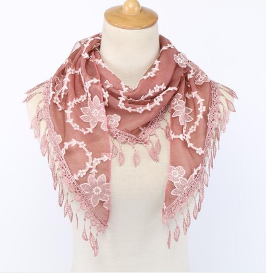 Neue Doppel Schichten Sommer Dame Spitze Schal Quaste Frauen Dreieck Bandage Weiß Blumen- schals Schal: Haut rot