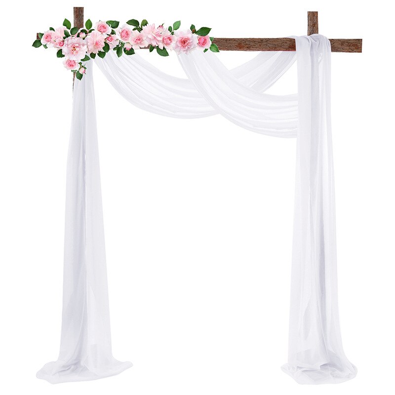 Bruiloft Boog Drape 29 "Breed 6.0 Yards Chiffon Stof Draperen Gordijn Draperie Ceremonie Receptie Swag: 1White and 1White