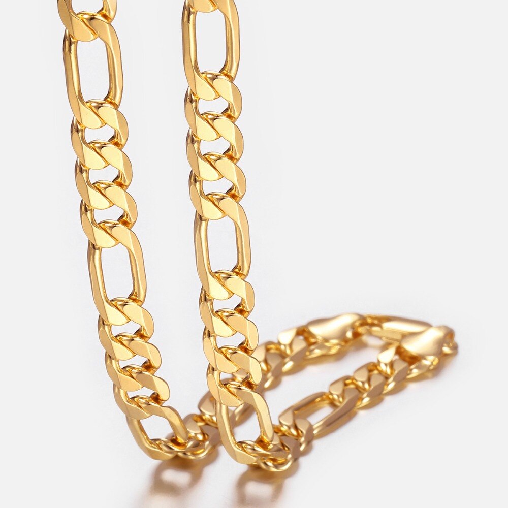 Trendsmax Mannen Ketting Vrouwen Gold Filled Figaro Ketting Voor Mannen Mannelijke Sieraden 9Mm 18-36 "GNM53