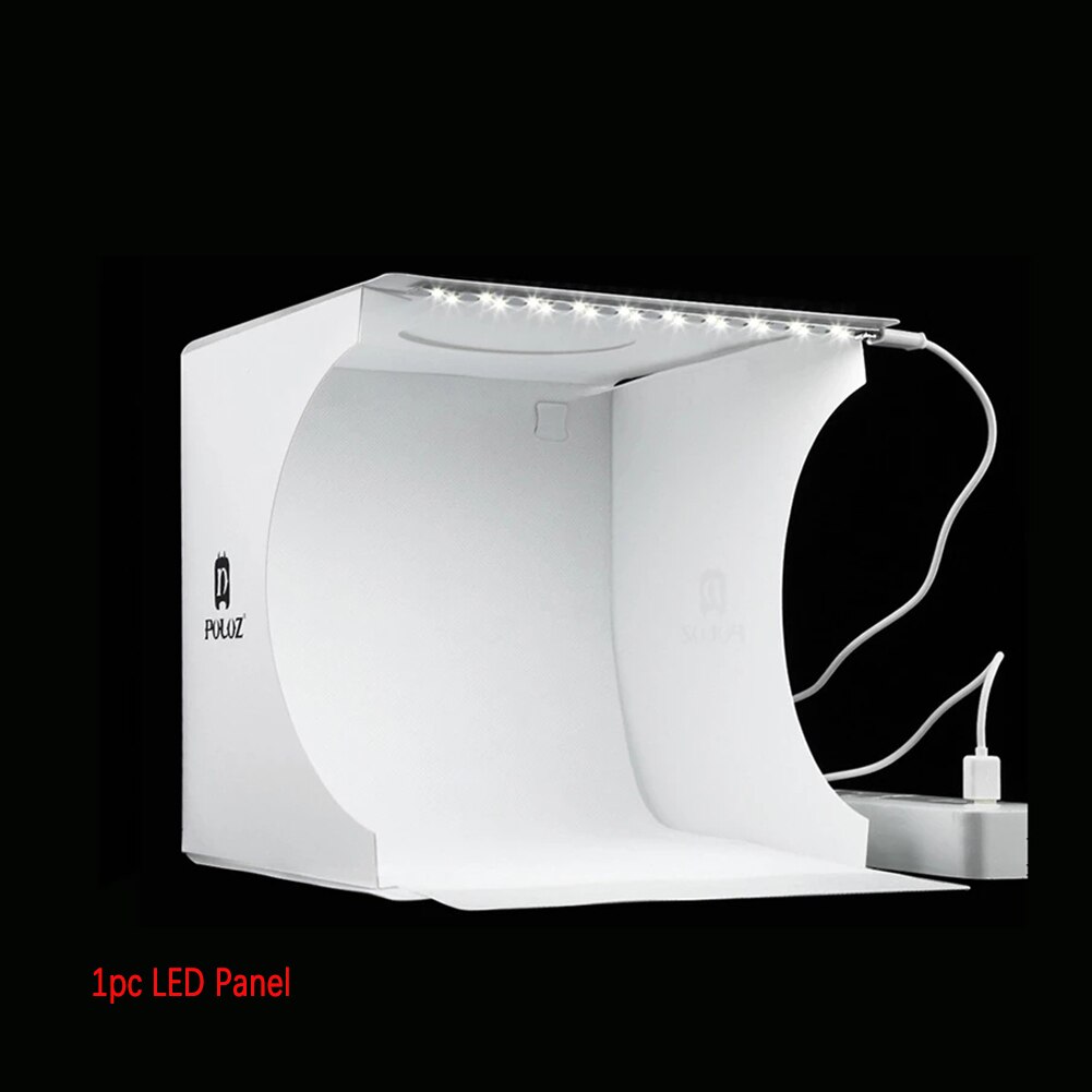 Puluz 20Cm Mini Folding Soft Box Achtergrond Fotografie Fotostudio Doos Kit Fotografie Light Box Foto Studio Softbox: 1 LED Studio Box