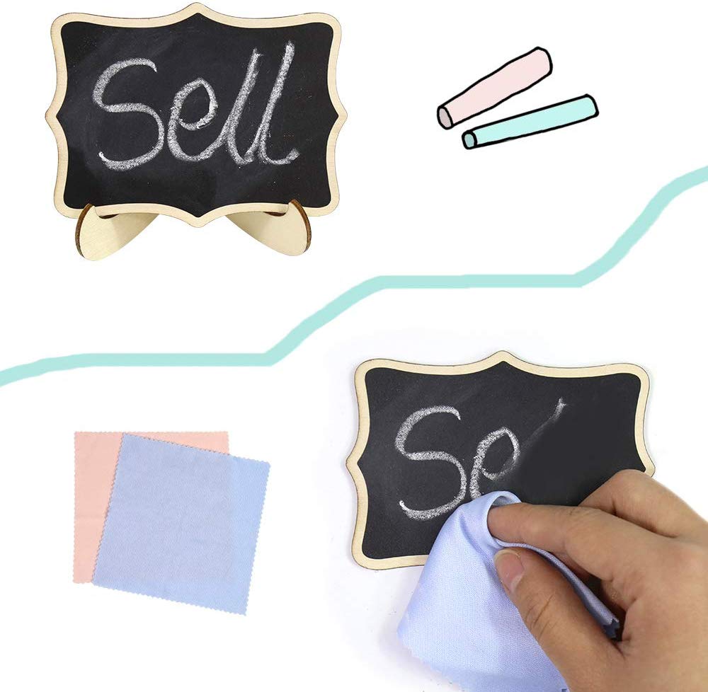 40 Uds Mini carteles de pizarra con soporte Mini letreros con mensajes con caballete, signos de mesa de boda para decoración de alimentos o eventos especiales