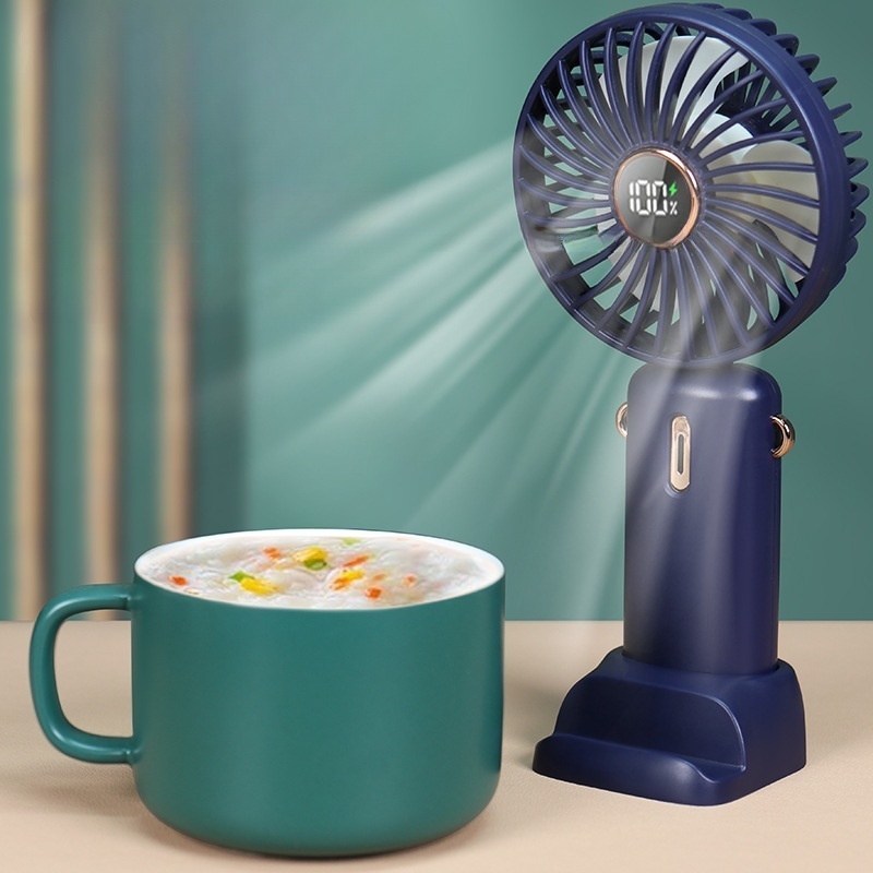 Handheld miniventilator 3000 mAh 5 snelheden USB opvouwbaar draagbaar bureau Buiten nek Oplaadbare ventilator Telefoonstandaard Scherm met basis