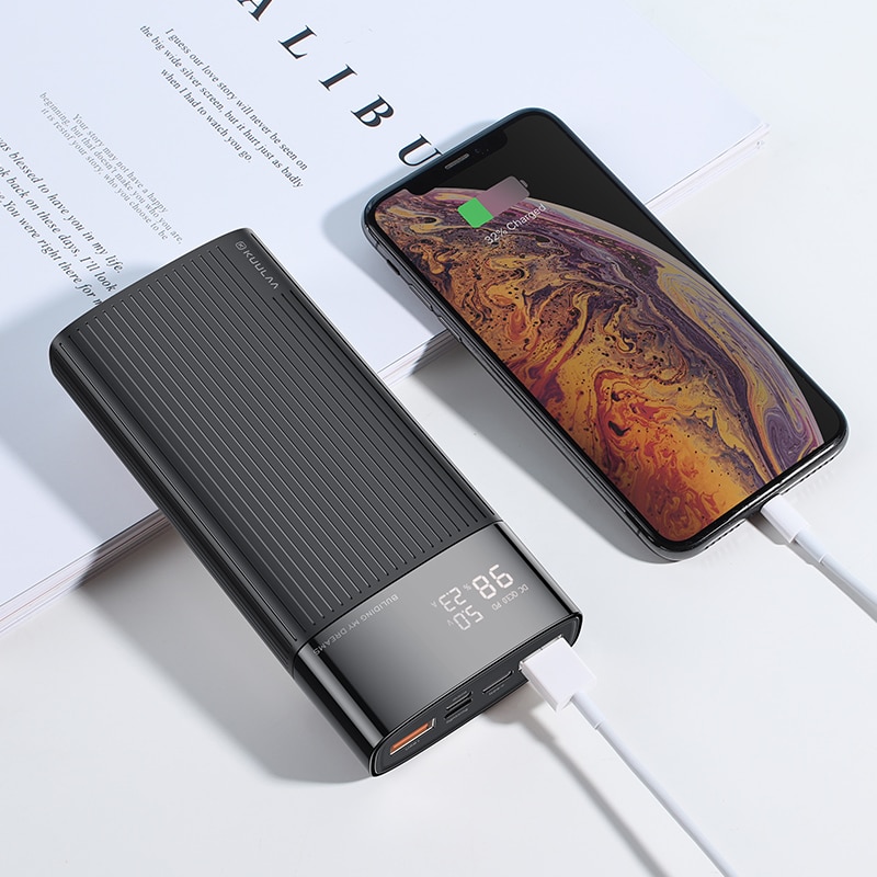 Banco de energía de 20000mAh para iPhone, Samsung, Huawei, tipo C, PD, carga rápida + carga rápida 3,0, batería externa USB