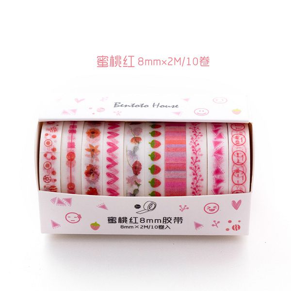 10 Pcs Washi Tape Masking Tape Set Grid Stickers Scrapbooking Cinta Adhesiva Decorativa Washitape Kawaii Wasi Tape De Decoracion: Red