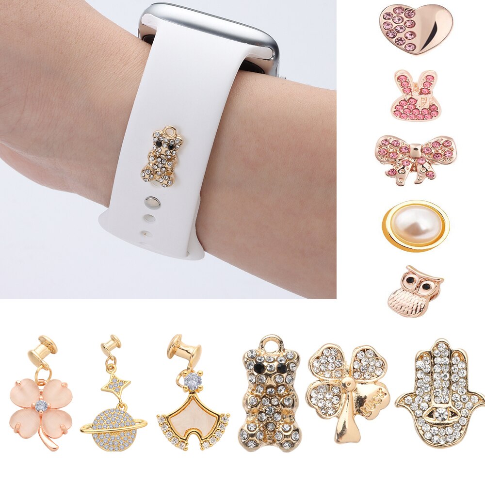 DIY pierścionek dekoracyjny do iWatch/Galaxy watch 4/Classic/3 bransoletka bransoletka silikonowa opaska do zegarka Globe dekoracyjne paznokcie