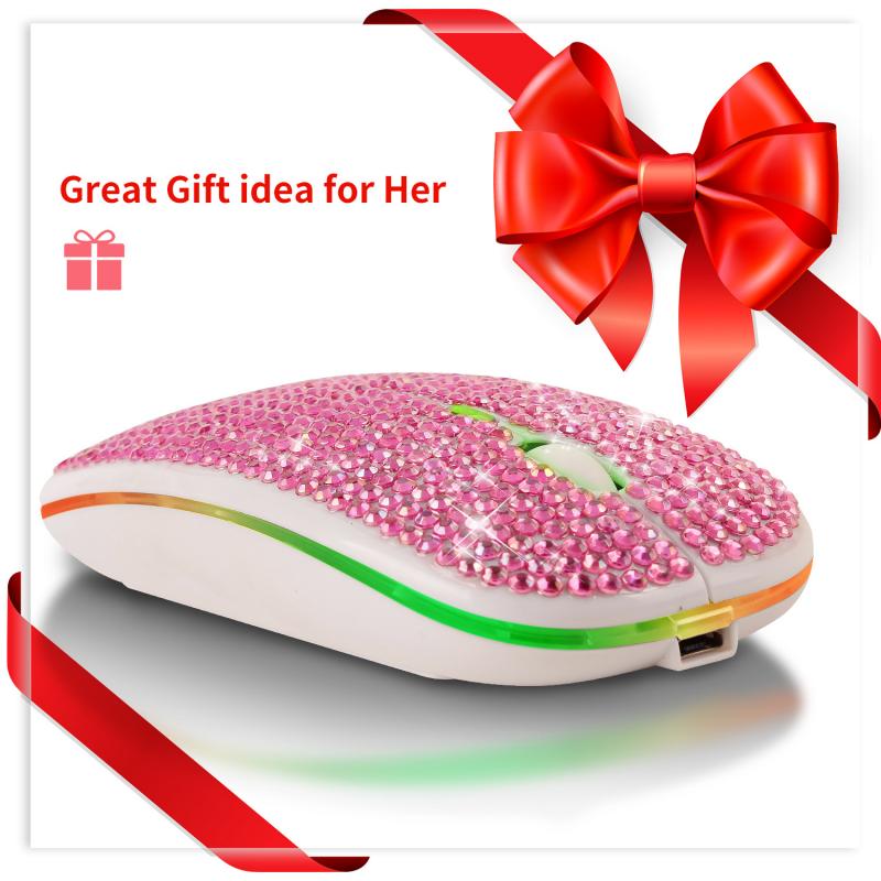 Wireless Bluetooth Silent Mouse 2.4G VML-10 USB Rechargeable RGB Colorful Lights Diamond Shiny Office Mouses Mini USB Receiver