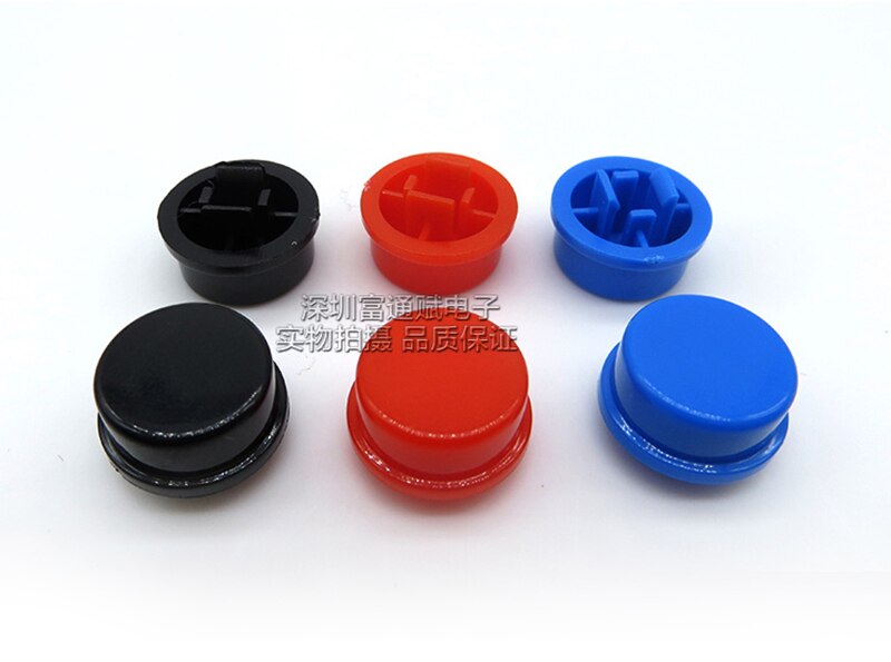 20 pcs A24 switch cap 12.8 MM * 7.8 MM binnenste gat 3.8 MM tact switch ronde zwart blauw rood voor vierkante kop druk schakelaar 12*12