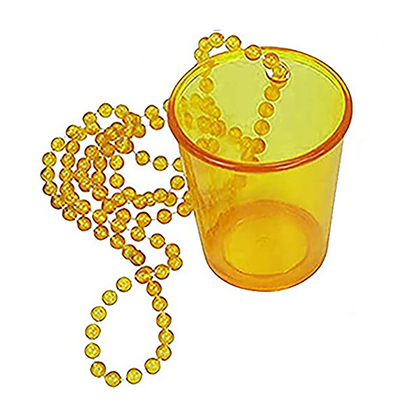 Plástico Shot Glass no colar frisado para Bachelorette, noiva festa copos, aniversário e casamento: Luz amarela