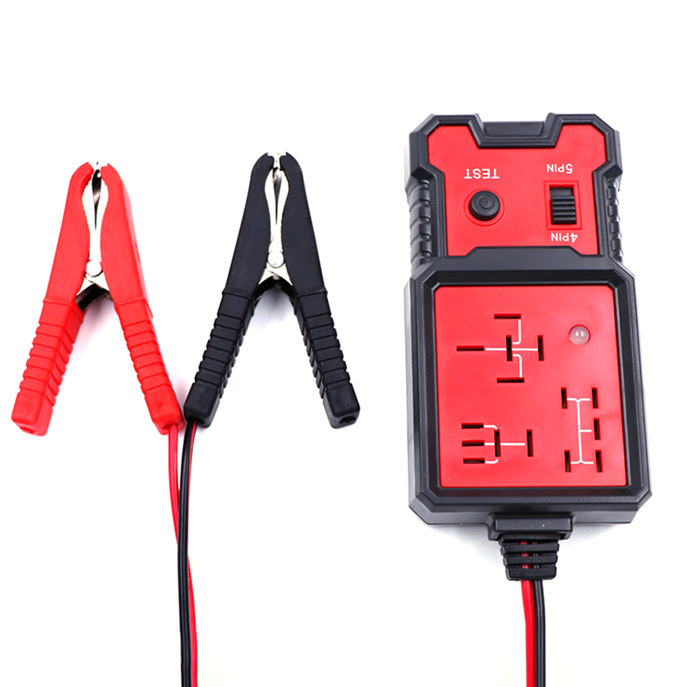 12V Electronic Car Relay Tester Auto Vehicle Battery Fast Check Detector Meter Automobile LED Indicator Test Checker Tool: Red