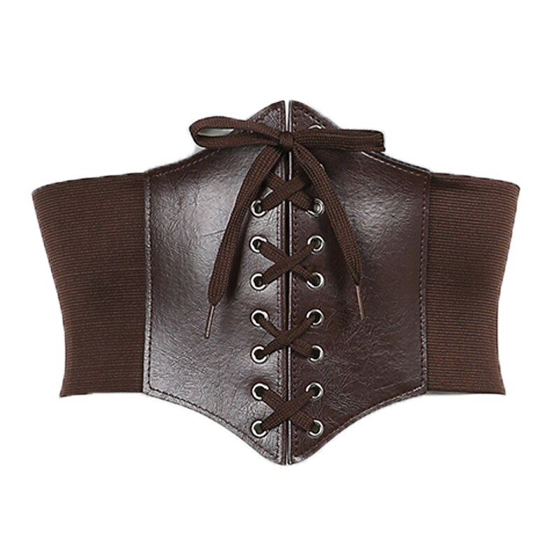 Corsé de cuero PU ancho para adelgazar, cinturón moldeador de cuerpo, cinturón de cintura, debajo del pecho, accesorios de construcción de cuerpo,: Style1 Brown