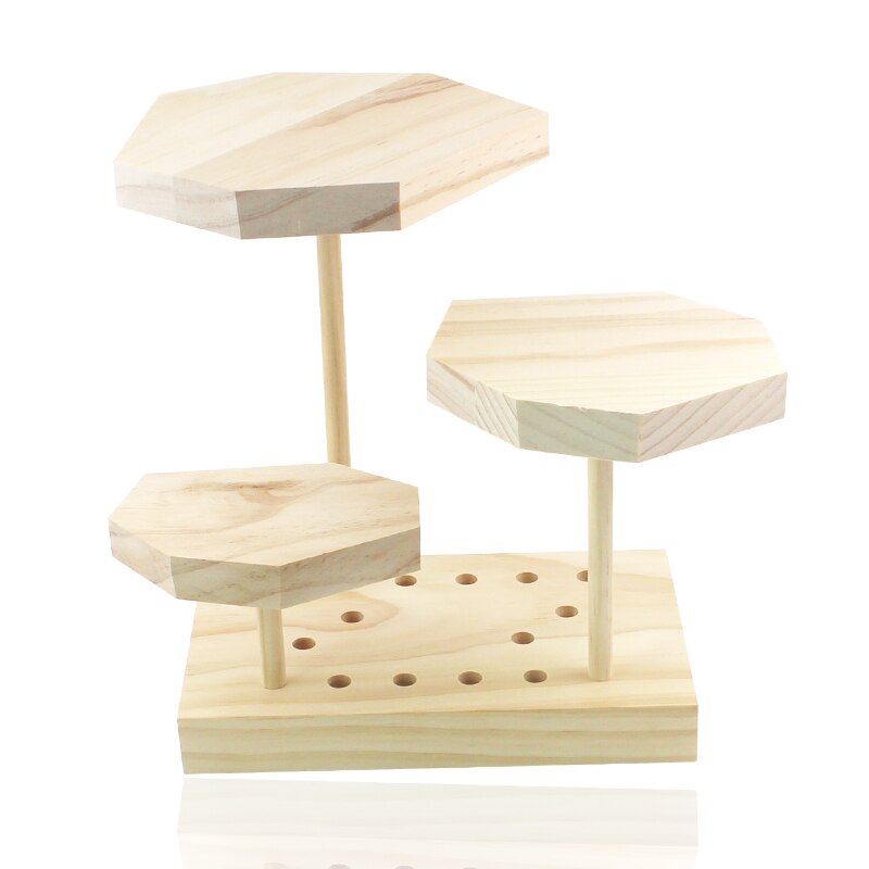 Wood 3 Tiers Jewelry Display Plate Ring Necklace Stand Cool Color Jewelry Storage Board Height Window Display Sunglass Display