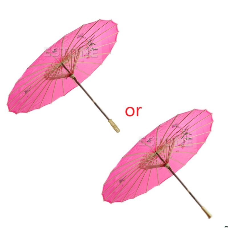 Grace Japanese Chinese Umbrella Art Deco Painted Parasol For Wedding Dance Party: Rose Red