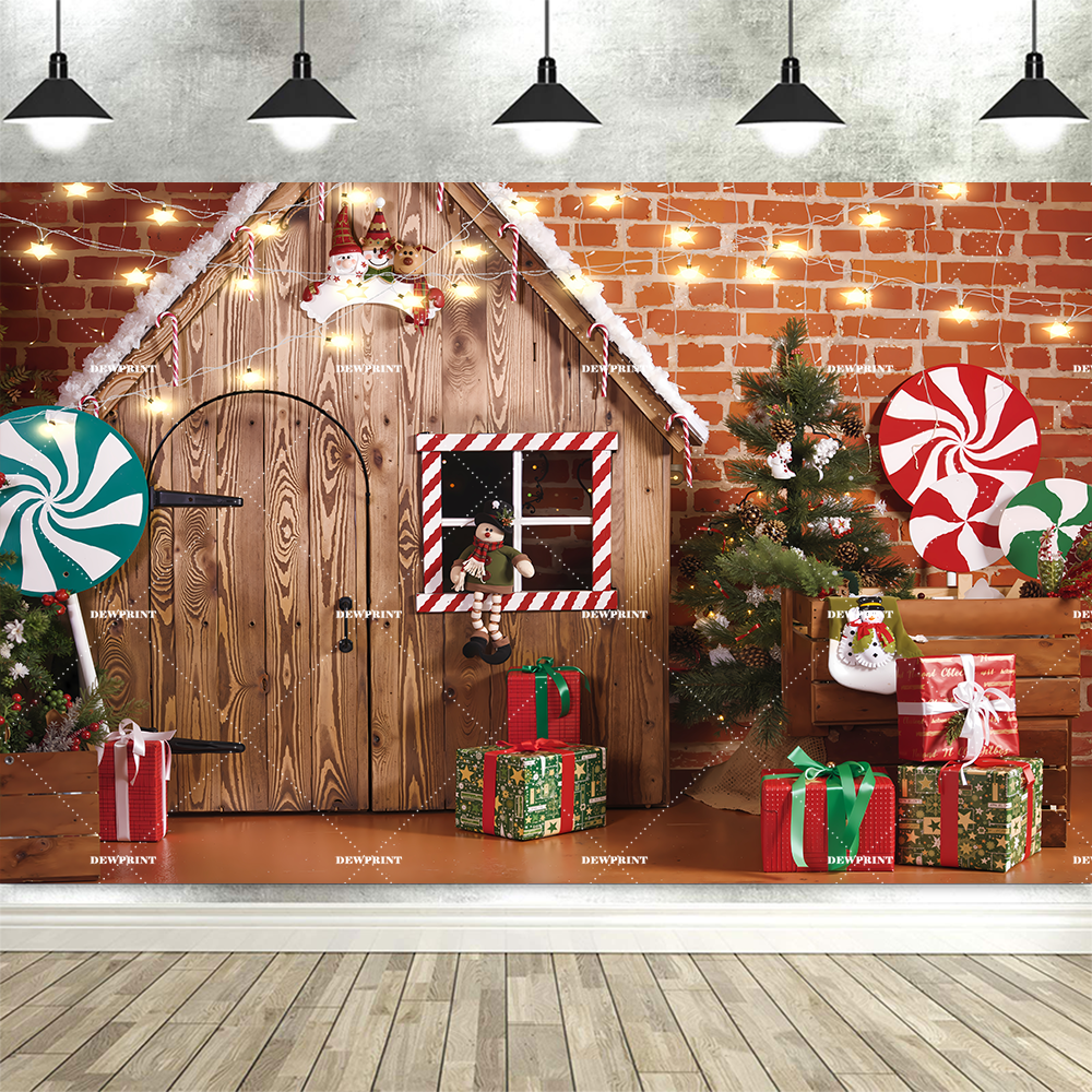Christmas Theme Backdrop Photography Tree Sock Decor Party Supplies Photo Background Picture Banner Studio Decor Booth Props: Gold / 272*1000