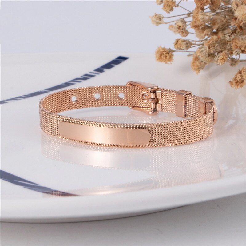 Somsoar Jewelry Mesh Stianless Steel Bracelets Mesh silvering/gold/Rose Gold Bangles As Fashionable Accessories: rose gold