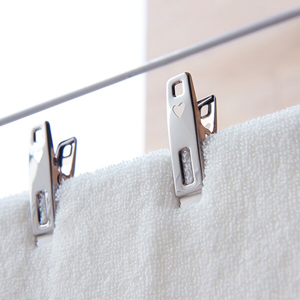 100Pcs Wasknijpers Rvs Clips Voor Jas Broek Wasgoed Drogen Hanger Rack Wassen Handdoek Houder Hanger