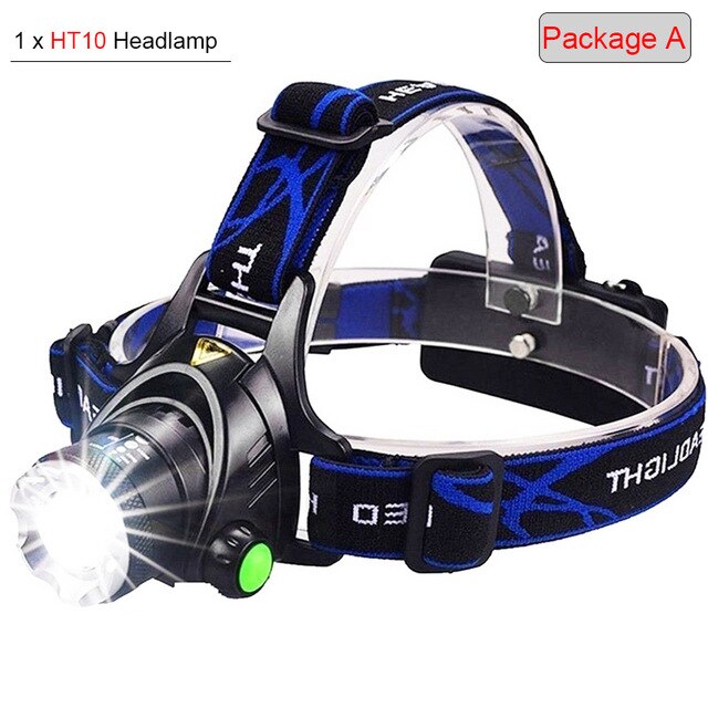 Most Powerful 7000LM LED Headlamp Zoomable XML 3/5 LED T6 Head Torch with Rechargeable 18650 battery Forehead headlight For Camp: package A