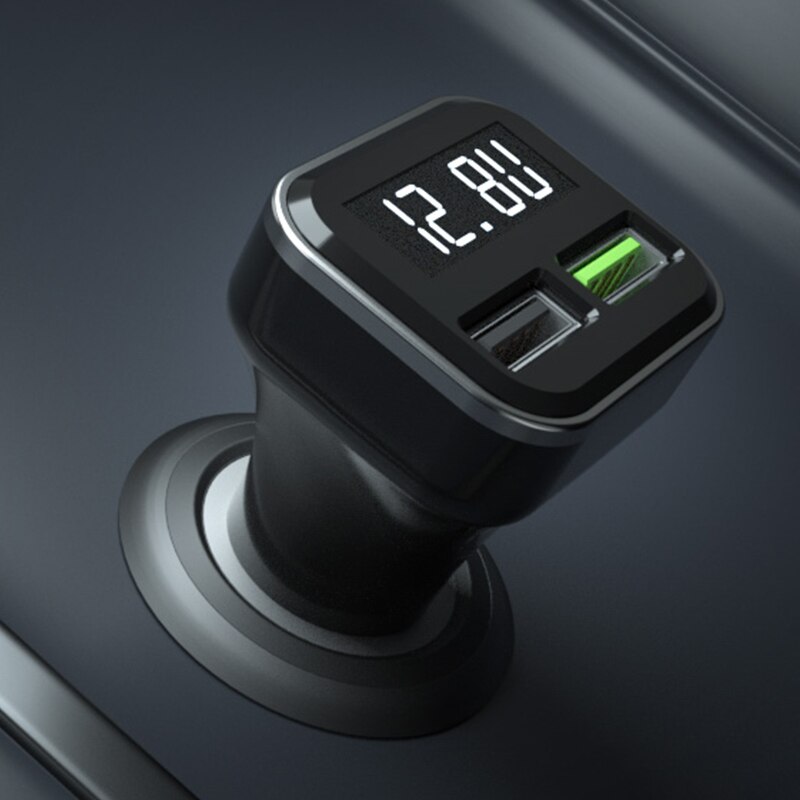 QC3.0 3.1A Dual USB Car Charger 2 Port LCD Display 12-24V Cigarette Lighter Socket Display appearance charging head