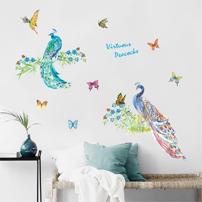Vogel muursticker aquarel drie flamingo's