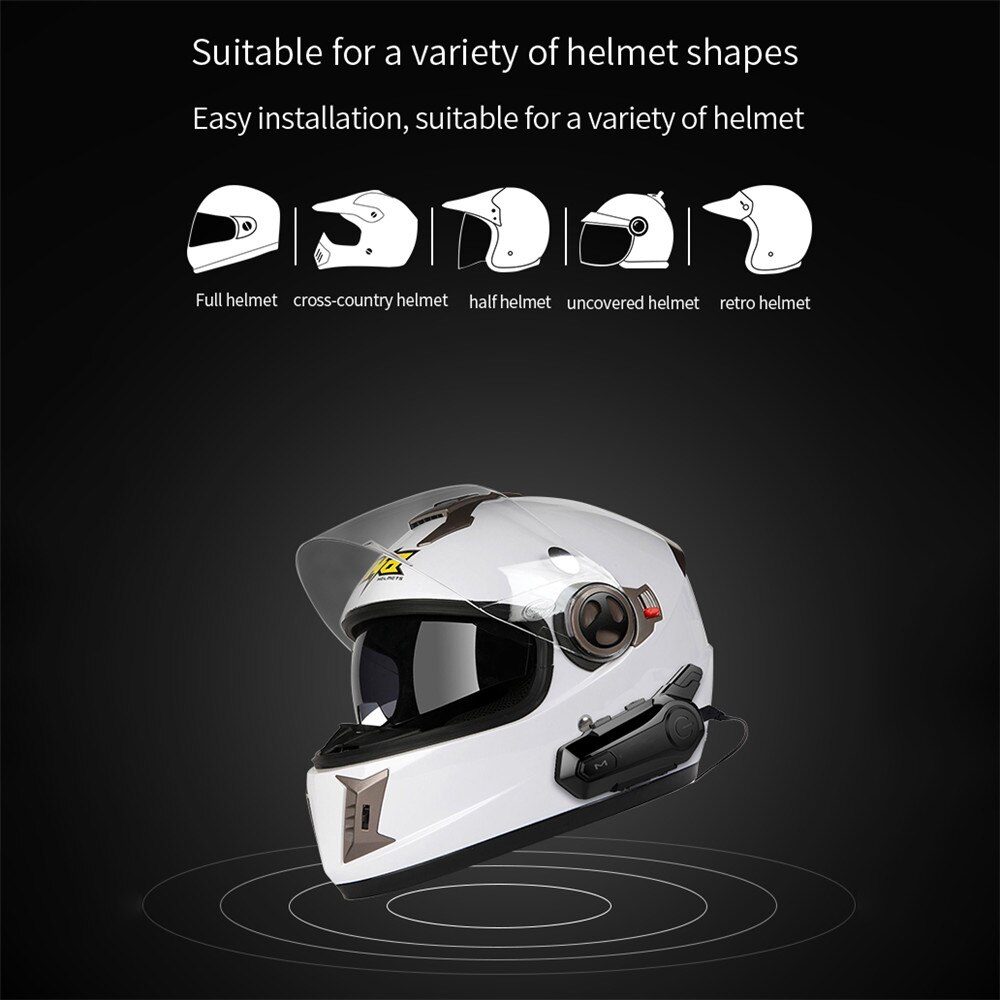 Bluetooth 5.0 Motorcycle Helmet Intercom 2 Front and Rear Seats 50M Talking Universal Pairing Waterproof Interphone Headset