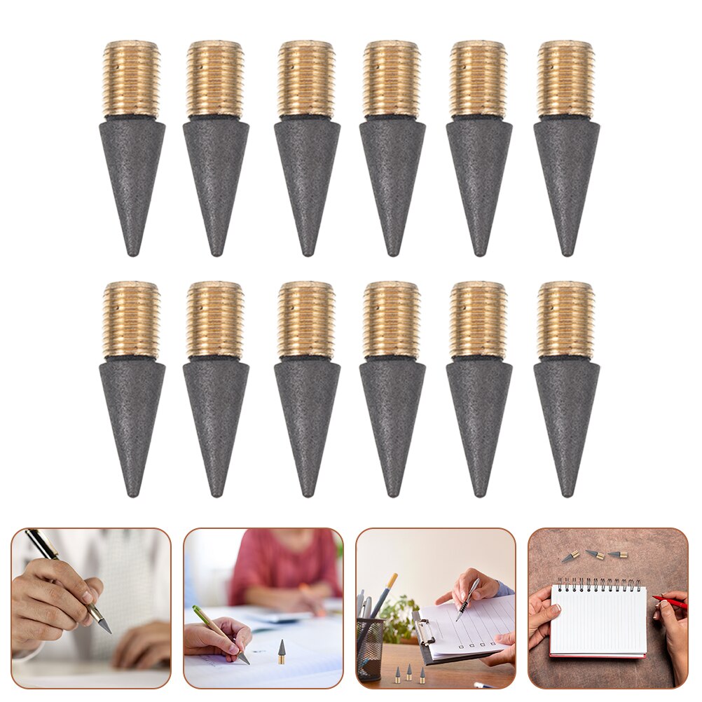 Puntas de lápiz sin tinta, 12 piezas y 15 piezas, Punta reemplazable, infinita: 12pcs