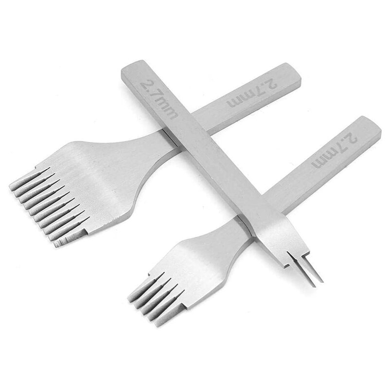Burin en cuir, moule en acier, burin en cuir, fourchette en acier, trous, Kit d&#39;outils de poinçonnage, feuille de fer, 3 pièces de 2.7Mm