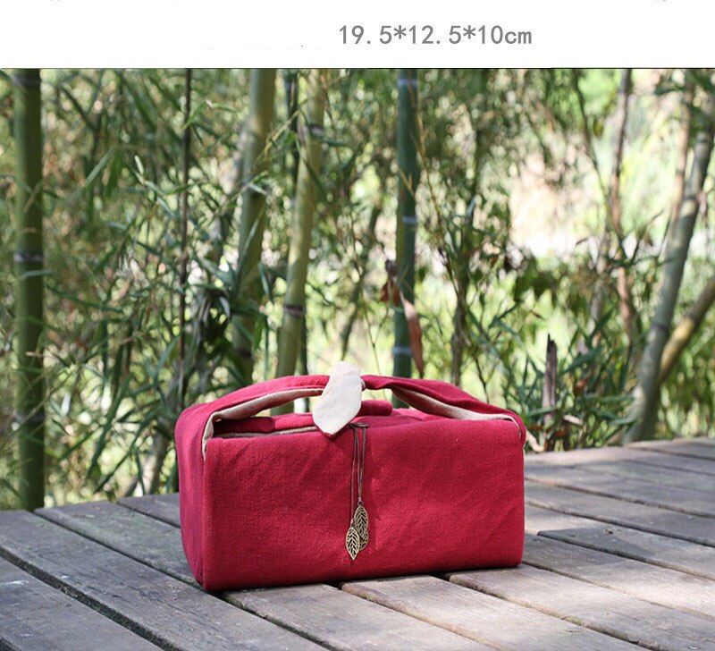 Borsa Da Viaggio Portatile In Lino Per Servizio Da Tè - Contiene 2 Teiere E 2/4/6 Tazze, Design Con Fibbia, Grigio Chiaro (4 Griglie) - 2