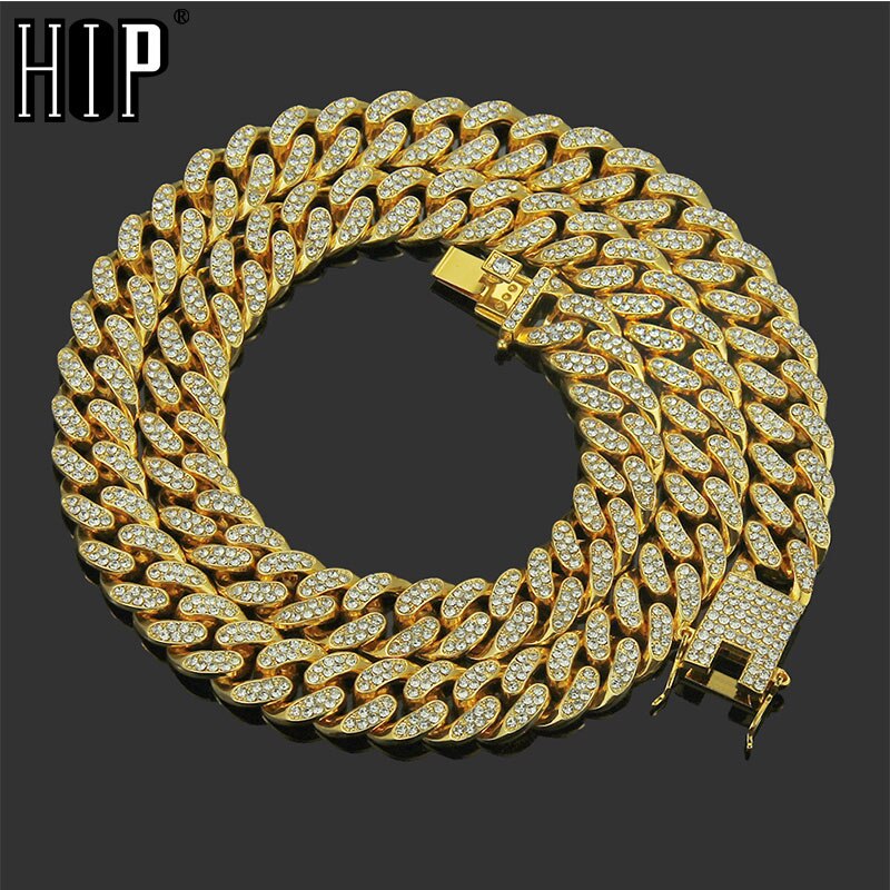 Hip Hop Vol Steentjes Iced Out Miami Curb Cubaanse Collier 50-75 Cm Lengte Goud Verharde Cz Bling kettingen Voor Mannen Sieraden