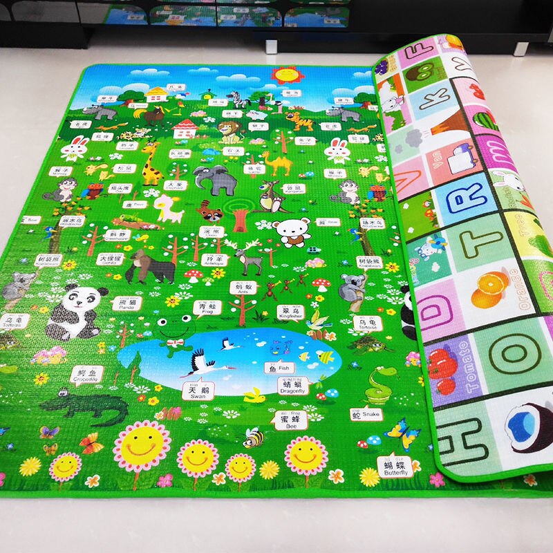 Estera de juego para gatear para bebé, alfombrilla para escalar de 1,5*1,8 metros, letras frutales de doble cara, juguetes plegables para bebés, tapete para niños, juego para bebés: Animal collection