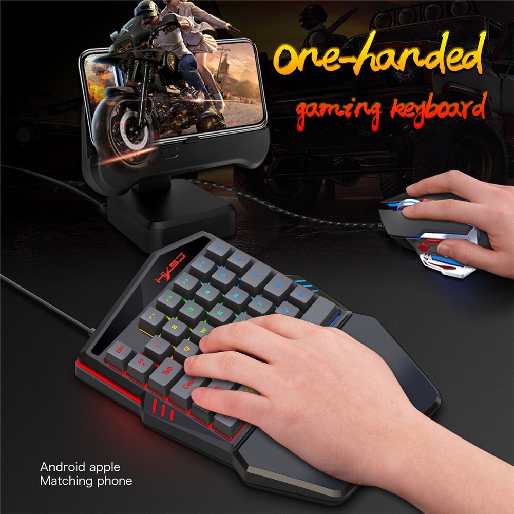 Portable One-Handed Mechanical Gaming Keyboard 6400 DPI mouse RGB Backlit Mini Gaming Keypad Game Controller for PC phone Gamer