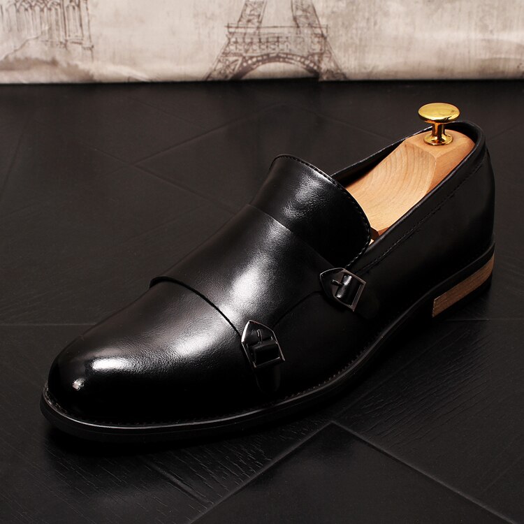 British gentleman charming glossy buckle flat shoes for men oxford Male wedding dress prom Homecoming shoes zapatos de novio: 2 / 10
