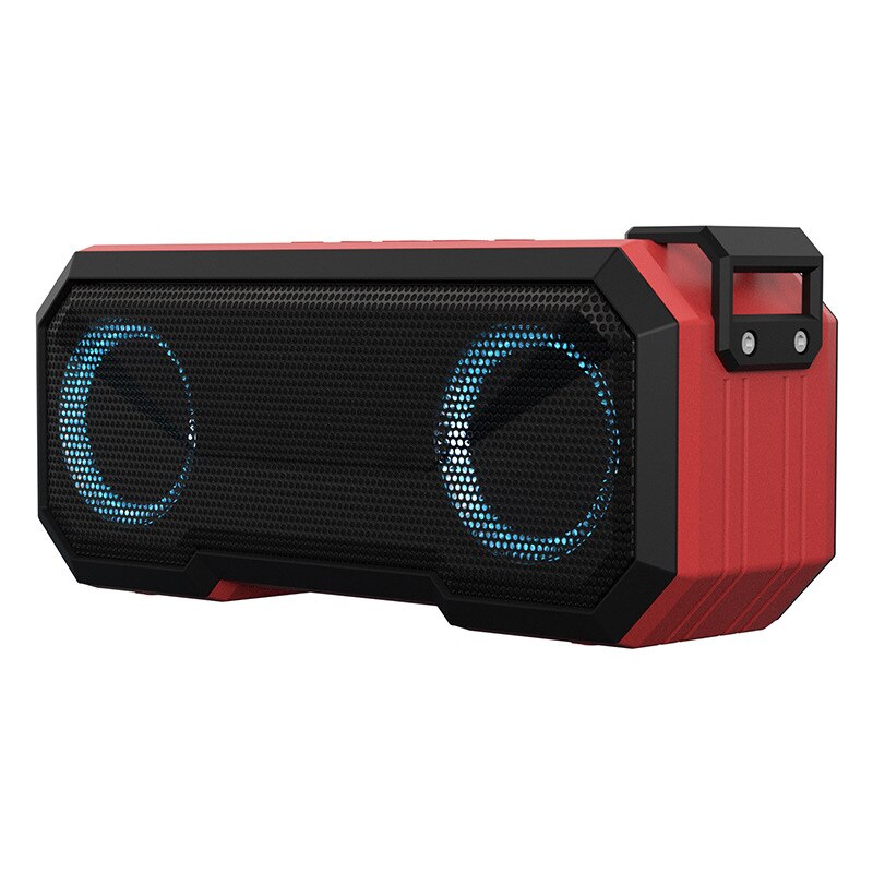 Portable Wireless Bluetooth-compatible Speaker Bass Column Outdoor USB Speakers With FM Radio AUX TF Power Bank Charging: Red