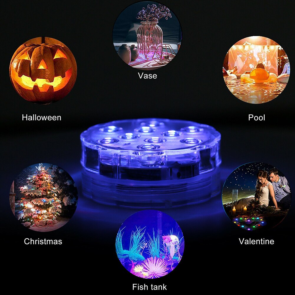 Remote Controlled RGB Submersible LED Lights Battery LED Bulb Underwater Night Lamps Decorative Lights Garden Wedding Decoration