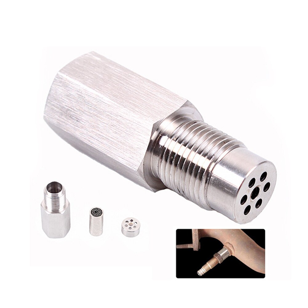 Stainless Steel Oxygen Sensor Fitting Bungs Extension Straight Adapter With Mini Catalystic Converter M18X1.5