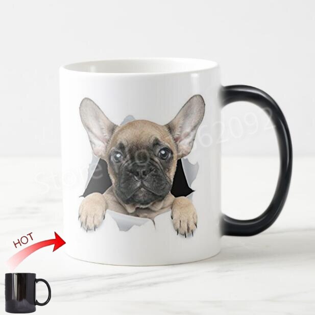 Grappige 3D Franse Bulldog Magische Mok Cool Franse Terrier Koffie mokken Thee Kopjes Creatieve Honden Hond Bull Cup Puppy 11 oz: B