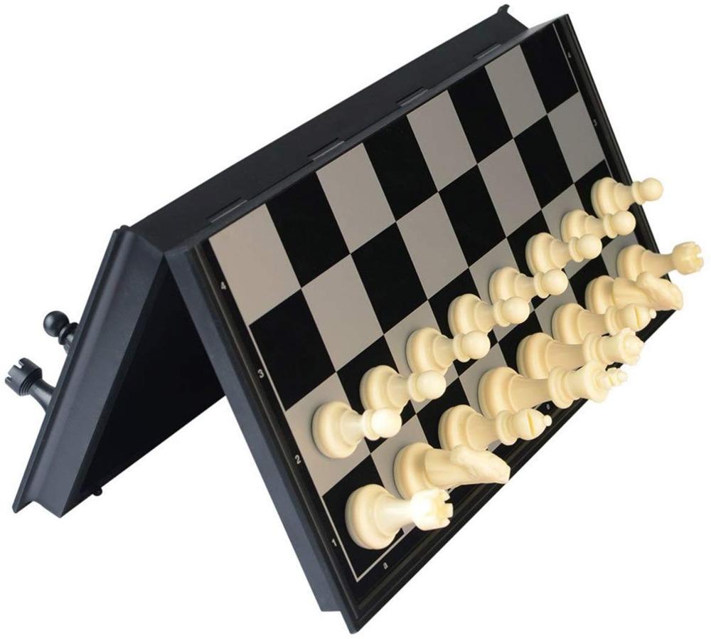 AMEROUS 12" x 12" Travel Magnetic International Chess Set with Folding Chess Board